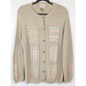 Vintage Sweater Monterey Koret Cardigan Floral Cottagecore Grandmacore Size LP
